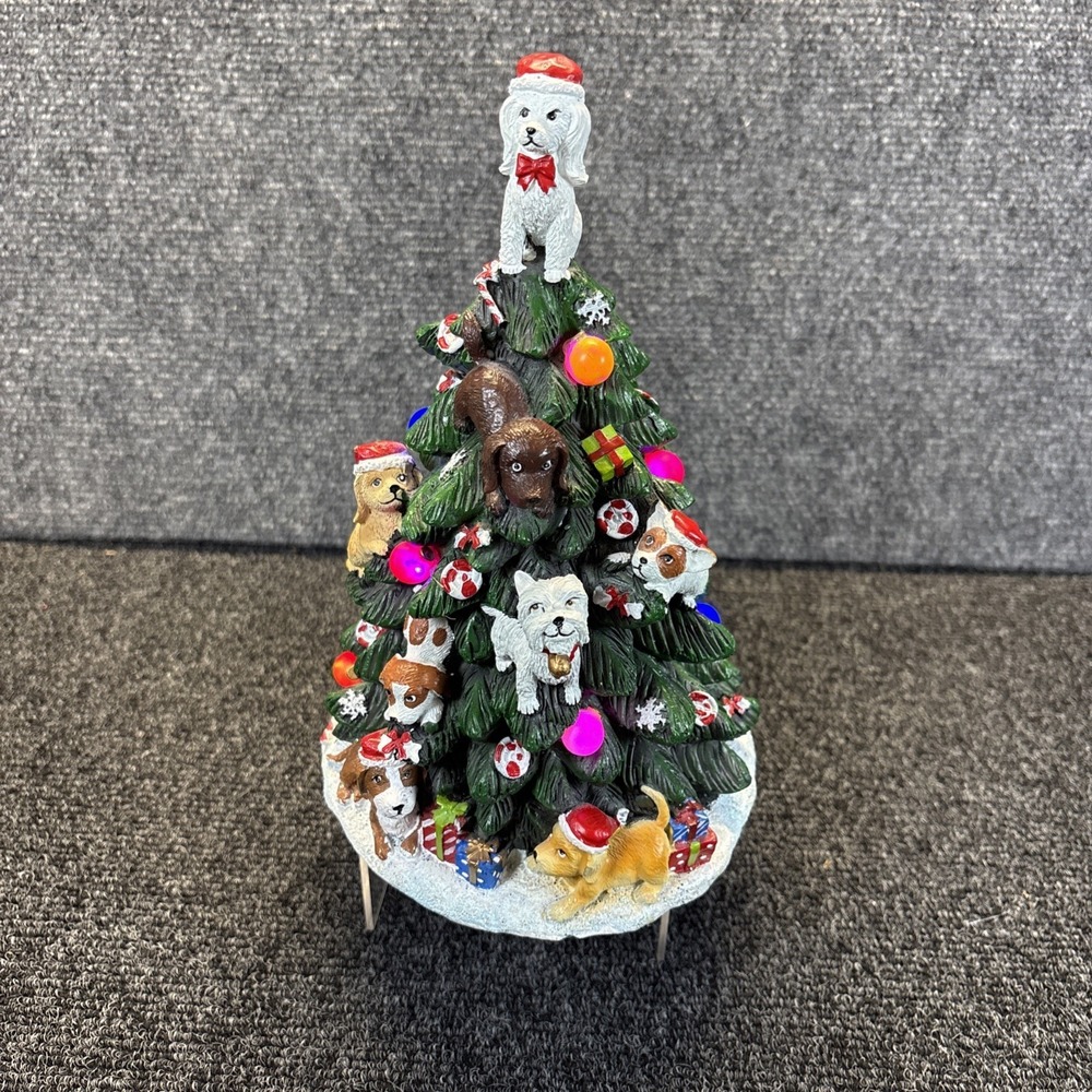 Collections‎ Etc~Dog Lighted Tabletop Christmas Tree~Works